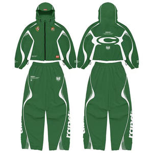 Custom Unisex Gray Hooded Tracksuit Set Full Sleeve Zipper Sporty Style Solid Color 100% Organic Cotton Windproof Breathable - Product Image 3