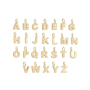 Pendentifs et breloques en argent sterling plaqué or avec lettres anglaises de A à Z, bijoux fantaisie, alphabet pour la création de bijoux - Product Image 1