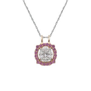 Collier pendentif en diamant naturel taille princesse marquise 0,98 carat avec halo floral, en argent sterling plaqué or pour femme, idéal pour mariage et fiançailles - Product Image 1