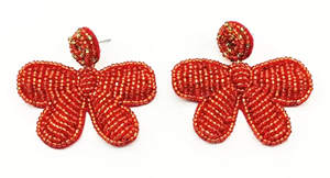 Boucles d'oreilles pendantes rouges à perles pour femmes, style bohème, bijoux tendance avec motif de caractères chinois - Product Image 5