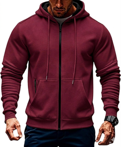 Men's Orange Hooded <b>Zip</b>-<b>Up</b> Sweatshirt Full Sleeve Solid Color Casual Breathable Pullover with Side Pockets Regular Fit Autumn - Product Image 6