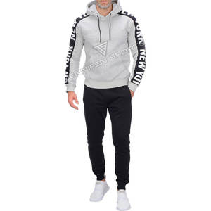 ชุดวอร์มผู้ชาย ปักโลโก้ได้ ผ้าฟลีซคอตตอน 100% สำหรับฤดูหนาว ชุดเซ็ต 2 ชิ้น เสื้อฮู้ดและกางเกงขายาว - Product Image 1