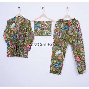 Ensemble de pyjama floral 100% coton pour femmes, respirant, vintage, décontracté, manches longues, tricot doux, 2 pièces, design personnalisé - Product Image 6