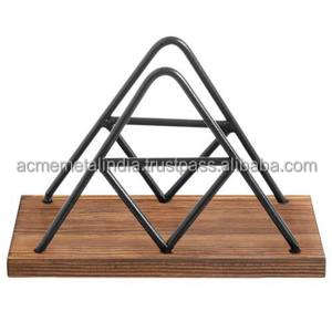 Metal Wire <b>Napkin</b> <b>Holder</b> with Premium Triangle Design and Wooden Base Perfect for Stylish Office Desk and Home Use - Product Image 6