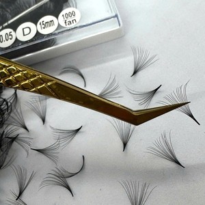 Extensions de cils pré-faits 10D 12D 14D 16D 20D Volume Naturel Longue Durée Cheveux Synthétiques Courbure CC/DD/M/L Base Fine Foncée Logo Personnalisé - Product Image 1