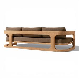 Canapé d'extérieur en teck massif au design nordique moderne, 3 places, ensemble de meubles de jardin de luxe avec coussins imperméables pour villa et hôtel - Product Image 5