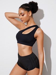 Débardeur de yoga contrasté pour femme avec soutien-gorge de sport push-up, bretelles convertibles, extensible, respirant, antichoc, pour le fitness - Product Image 2