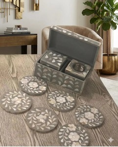 Juego de Cajas para Incienso de Nácar Hechas a Mano con Incrustaciones Florales de Sándalo Ecológico para Decoración del Hogar - Product Image 4