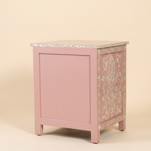 Mesa de Noche de Lujo con 3 Cajones y Tapa de Nácar, Diseño Floral Moderno Hecho a Mano, Color y Tamaño Personalizables - Product Image 2