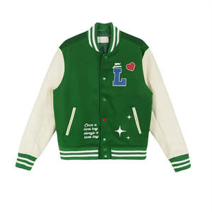 Blousons universitaires légers à boutons, style streetwear, manches en cuir respirantes, pour le sport universitaire, style urbain, veste d'hiver - Product Image 1