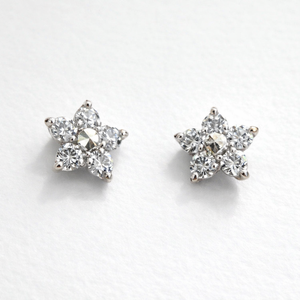 Romantic Rhodium-Plated Sterling <b>Silver</b> CZ Flower Prong <b>Set</b> <b>Stud</b> <b>Earrings</b> Children's Engagement Wedding Party Anniversary Gift - Product Image 5