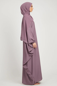 High-Quality Modest Islamic Maxi Abaya with Flared Hem Solid Pattern Seamless Embroidery <b>Long</b> Sleeves <b>Eid</b> & Ramadan Ready - Product Image 2