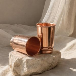 Ensemble de deux verres en cuivre à double paroi écologiques, élégants, faits à la main, classiques, grande capacité, pour la maison, la cuisine, la salle à manger, le bar - Product Image 1