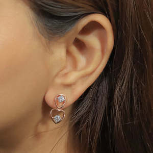 Round Cut Moissanite Heart Drop Earrings 2.40 TCW Colorless VVS 14K Gold 0.60 Carat Dangle <b>Screw</b> Back Handmade Romantic Jewelry - Product Image 1
