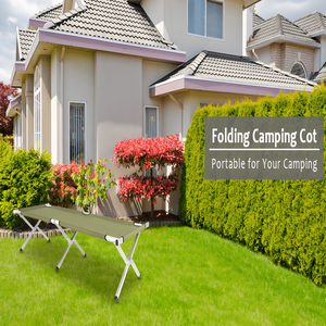 Lit de camping pliable vert armée portable avec sac de transport, mobilier de camping - Product Image 2