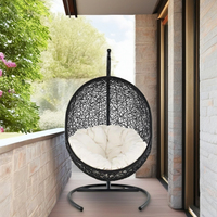 Fauteuil suspendu contemporain d'extérieur en forme d'œuf avec support en acier, pivotant, résistant aux intempéries, durable, confortable pour patio, parc, villa