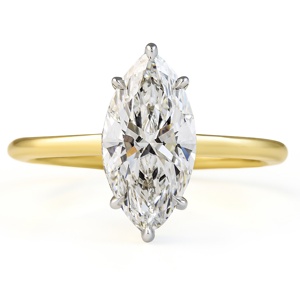 Vintage 1.74 CT Marquise Lab Diamond <b>Ring</b> Set 14K Solid Gold High Carat Marquise Solitaire Engagement <b>Ring</b> - Product Image 4