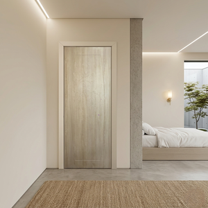 Puerta de Panel Liso de MDF con Acabado de Madera de Roble y Teca, Resistente a la Humedad, Estilo Moderno y Lujoso, Venta al por Mayor de Fábrica para Interiores - Product Image 1