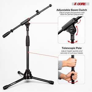 ขาตั้งไมโครโฟนแบบปรับได้พร้อมแขนยืดหดได้ รุ่น 5-Core Floor Model MS 080 SHORT สำหรับบันทึกเสียง - Product Image 4