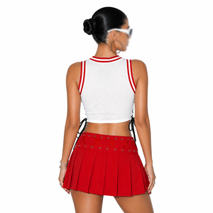 Crop top sans manches style maillot de football américain pour femme, en maille avec lacets, streetwear de basketball, fabricant OEM en gros - Product Image 3