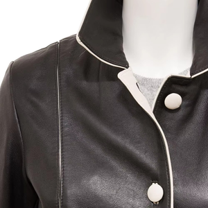 Chaqueta de Cuero de Oveja Genuina para Mujer, Diseño Personalizado con Logotipo, Impermeable, Rellena, Transpirable, para Todas las Temporadas, Teñido Liso, Personalizada - Product Image 3