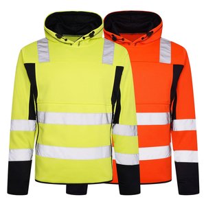 High Visibility Reflective Safety Hoodie ANSI Class 1 <b>Hi</b> <b>Vis</b> Work Jacket <b>Fleece</b> Safety Hoodies Reflective Stripes LED Flash - Product Image 1