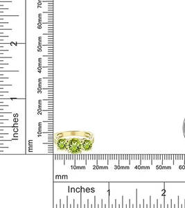 Wholesale Sterling Silver <b>Vintage</b> Elegant Green Peridot Gemstone <b>Ring</b> <b>Gold</b> Plated Bezel Setting Five Stone IGI Certified Wedding - Product Image 2