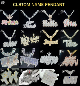 Pendentif lettre initiale personnalisé en moissanite VVS taille ronde, testée au diamant, en argent sterling 925, style hip-hop, bijoux fins pour hommes - Product Image 3