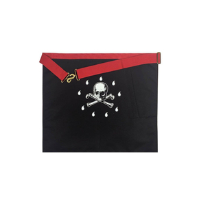 Tablier de maçon de la Loge Maçonnique Rite Écossais, blanc et rouge, avec emblèmes brodés dorés, tablier de pilier de sol à motif damier - Product Image 2