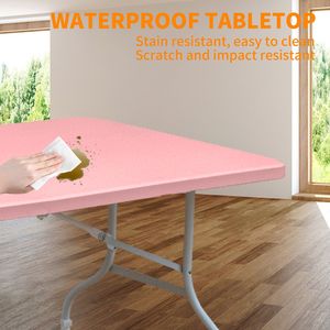 Table pliante portable rose en plastique de 2,4 m à haute capacité de charge pour le camping, les pique-niques et les fêtes - Product Image 4