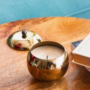 Bougie en cire de soja biologique non toxique parfumée à la vanille dans un bocal en laiton |   Bougie parfumée de luxe pour la décoration de la maison, festival de Thanksgiving - Product Image 1