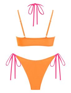 Maillot de bain bikini dos nu pour femme, double couche, colorblock, fournisseur en gros - Product Image 2