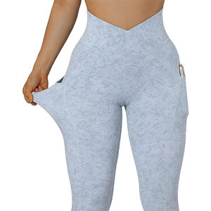 Leggings décontractés pour femmes, respirants, tissés, avec poche, séchage rapide et écologiques, en spandex/polyester, pour la gym, le fitness, le yoga, la course à pied - Product Image 2