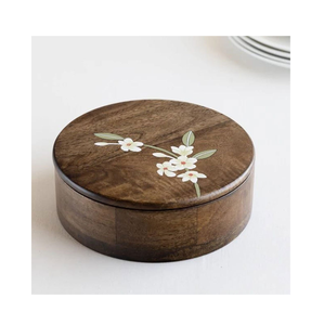 Casserole en bois émaillé avec poignée en bois d'acacia rustique imprimée, fournisseur en gros - Product Image 3