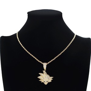 Collar con Colgante de Personaje de Dibujos Animados de Moda, con Micro Pavé de Diamantes, Chapado en Oro de 14k, para Hombre, Estilo Iced Out - Product Image 3