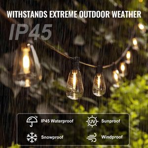 Luci a Stringa LED da Esterno 50FT Dimmerabili, Luci per Patio con 15 Lampadine S14 Infrangibili, Base E12, 2700K Bianco Giallo, Impermeabili - Product Image 5