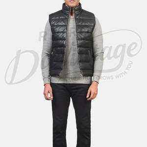 Chaleco de Cuero Genuino Personalizado para Hombre, Chaqueta de Motociclista sin Mangas con Cinturón, Estilo Punk Rock, Corte Ajustado - Product Image 4