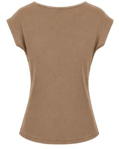 Customized Camel Brown Women Casual T Shirt Floral Ring Neck Short Sleeve Summer Fashion Soft Stretch Ladies Tee Blouse <b>Top</b> Wear - Product Image 2