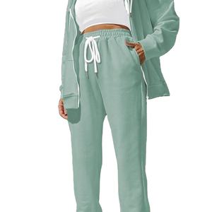 Recién llegado, chándal con cremallera de peso pesado para mujer, cómodo traje de dos piezas con cremallera completa para invierno de talla grande - Product Image 6