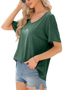 เสื้อยืดผ้าแคนวาสสีเขียวอ่อนคุณภาพสูงสำหรับผู้หญิงไซส์ใหญ่ ลายเรียบ ระบายอากาศได้ดี ไม่เป็นขุย แห้งเร็ว รับผลิตแบรนด์ตามสั่ง - Product Image 2