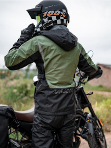 Veste de moto pour homme SULAITE, noire, manches longues, coupe-vent, polyester, combinaison de conduite hivernale avec capuche et poches - Product Image 3