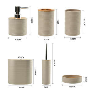 Juego de Accesorios de Baño de Cerámica de 4 Piezas: Portacepillos, Dispensador de Jabón, Tarro de Almacenamiento, Portaescobillas de Inodoro - Diseño Moderno de Lujo - Product Image 5