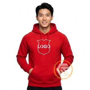 Sudadera con Capucha Roja para Hombre, Color Sólido, Felpa de Algodón, Diseño Casual con Bolsillos, Logotipo Estampado en la Parte Delantera, Corte Regular, Transpirable, de Invierno - Product Image 3