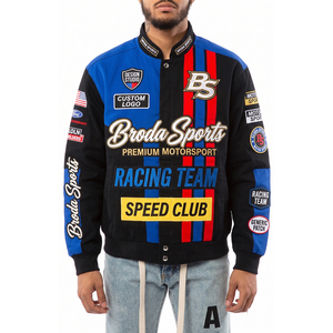 2026 Vente en gros OEM Veste de course respirante grande taille hiver-été en sergé de coton style vintage NASCAR avec broderie intégrale - Product Image 5