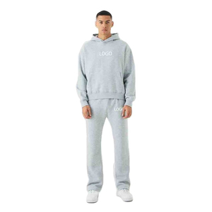 Conjunto de Sudadera con Capucha y Pantalones Acampanados de Algodón 100% Estampado al por Mayor, de Corte Holgado y Hombros Caídos, para Entrenamiento Casual y Jogging - Product Image 4