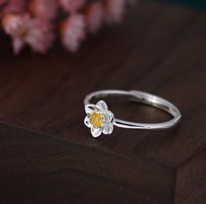 Anillo de Plata de Ley con Flor de Narciso, Talla Ajustable, Anillo de Flor de Plata y Oro, Delicado y Elegante - Product Image 5