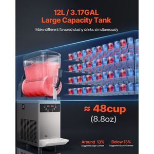 Macchina Commerciale per Slushy in Acciaio Inox da 12L, Capacità 48 Tazze, per Margarita e Smoothie - Product Image 2