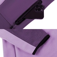 Survêtement unisexe violet uni à blocs de couleur, fermeture éclair intégrale, col montant, vêtement de sport décontracté avec poches latérales, coupe classique pour l'automne