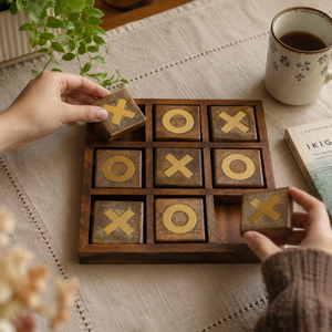 Juego de Tres en Raya Gigante de Madera |   Juego de Mesa de Madera Hecho a Mano de Primera Calidad para Niños y Adultos | Juego de Mesa de Estrategia Familiar para Viajes, Regalo - Product Image 4