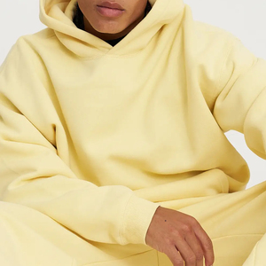 Sweat-shirt à capuche en molleton de coton jaune pour homme, coupe classique, décontracté, avec poche avant, pour l'hiver, service OEM, respirant - Product Image 6